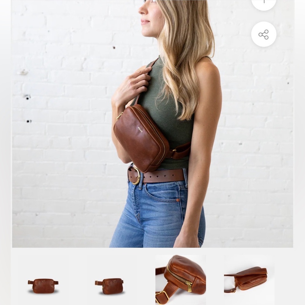 Leather Crossbody Belt Bag in Brown